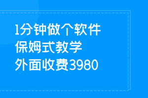 1分钟做个软件  有人靠这个已经赚100W 保姆式教学  外面收费3980