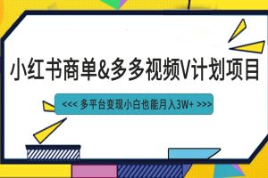 小红书商单最新升级玩法结合多多视频v计划多平台变现