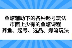 鱼塘 辅助下的各种起号玩法，市面上少有的鱼塘课程 养鱼 起号 选品 爆流…