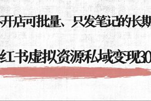 小红书虚拟资源私域变现3.0、0门槛不开店可批量 只发笔记长期饭票