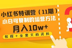 小红书特训营（11期）小白可复制的运营方法-月入10w+（教程+全套文档资料)