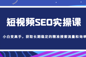 短视频SEO实操课，帮助你从短视频SEO小白变高手，获取长期稳定的精准搜索流量和询单