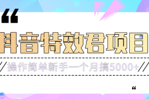 号称3个月赚8万的抖音特效君保姆级教程，操作相对简单，新手一个月搞5000+