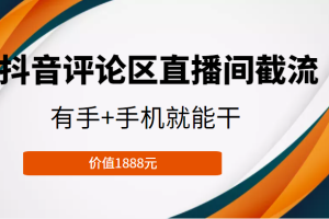 抖音评论区直播间截流，有手+手机就能干，门槛极低，模式可大量复制（价值1888元）