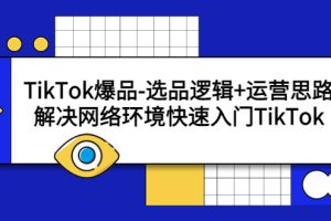 TikTok爆品-选品逻辑+运营思路：解决网络环境快速入门TikTok