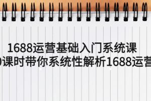 1688运营基础入门系统课，20课时带你系统性解析1688运营