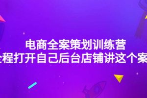 电商全案策划训练营：全程打开自己后台店铺讲这个案例（9节课时）