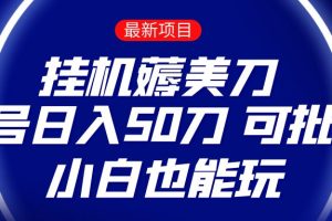 薅羊毛项目  零投入挂机薅美刀    单号日入50刀  可批量  小白也能玩