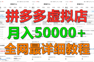 拼多多虚拟电商训练营月入50000+你也行，暴利稳定长久，副业首选