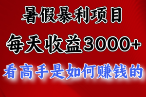 暑假暴力项目 1天收益3000+，视频号，快手，不露脸直播.次日结算