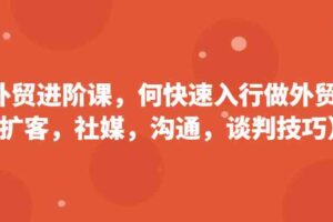 外贸进阶课，帮助你了解如何快速入行做外贸（扩客，社媒，沟通，谈判技巧）更新180节