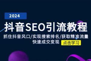 抖音SEO引流教程：抓住抖音风口/实现搜索排名/获取精准流量/快速成交变现