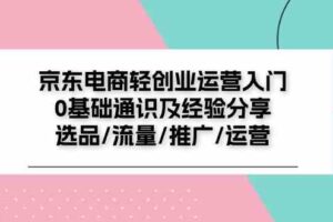 京东电商轻创业运营入门0基础通识及经验分享：选品/流量/推广/运营