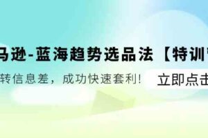 亚马逊蓝海趋势选品法【特训营】：玩转信息差，成功快速套利