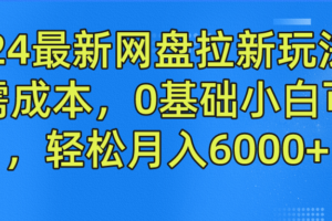 2024最新网盘拉新玩法，无需成本，0基础小白可做，轻松月入6000+