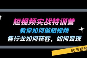 短视频实战特训营：教你如何做短视频，各行业如何获客，如何变现 (60节)