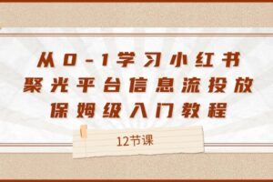 从0-1学习小红书聚光平台信息流投放，保姆级入门教程（12节课）