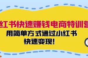 小红书快速赚钱电商特训营：用简单方式通过小红书快速变现！（55节）