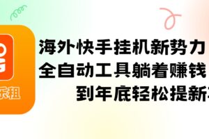 海外快手挂机新势力，利用全自动工具躺着赚钱，坚持到年底轻松提新车