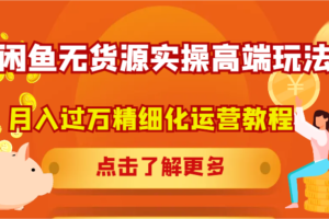 闲鱼无货源实操高端玩法，月入过万精细化运营教程