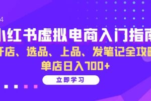 小红书虚拟电商入门指南：开店、选品、上品、发笔记全攻略 单店日入700+