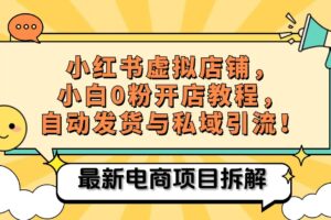 小红书电商，小白虚拟类目店铺教程，被动收益+私域引流