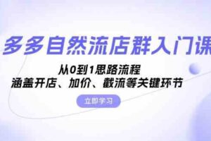 多多自然流店群入门课，从0到1思路流程，涵盖开店、加价、截流等关键环节