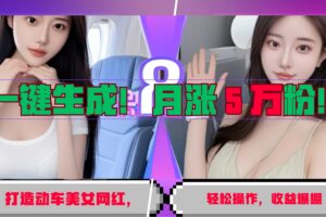 一键生成！AI 打造动车美女网红，轻松操作月涨5万粉，收益爆棚