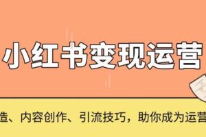 小红书变现运营，IP打造、内容创作、引流技巧，助你成为运营高手