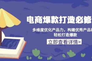 电商爆款打造必修课：多维度优化产品力，构建优秀产品梯队，轻松打造爆款