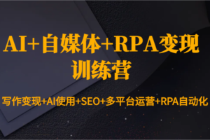 AI+自媒体+RPA变现训练营：写作变现+AI使用+SEO+多平台运营+RPA自动化